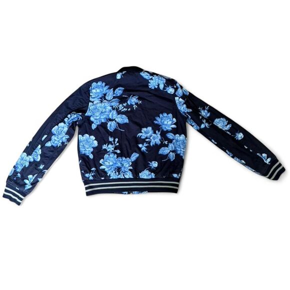 Gap Navy Blue Floral Bomber Jacket Size XS - Picture 3 of 6